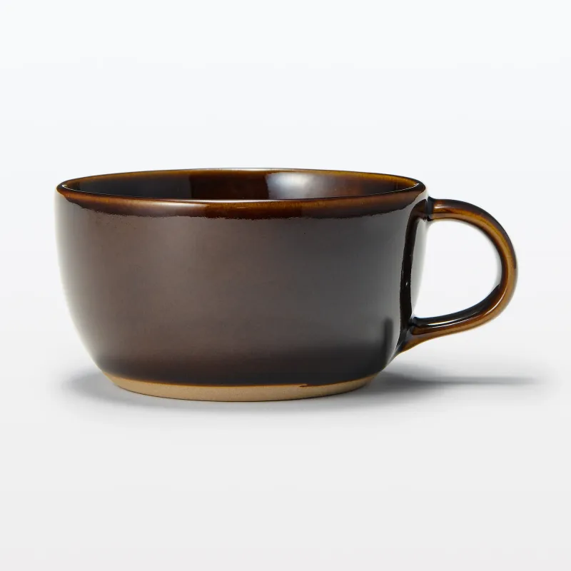 Mino Ware Soup Cup - Dark Brown