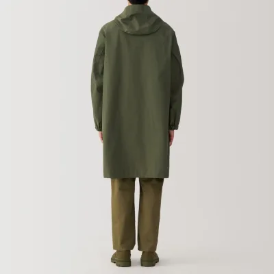 MUJI Men's Water Repellent Hooded Coat in Organic Cotton