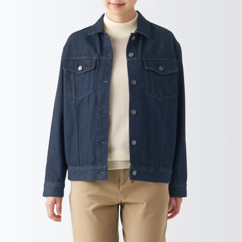 Chaqueta vaquera lavada de mujer - Azul marino oscuro