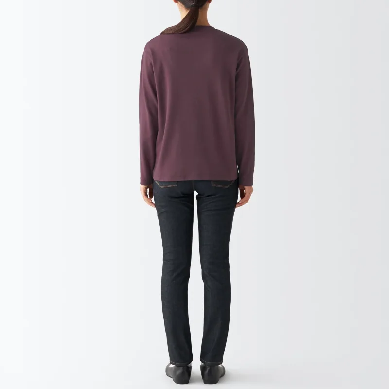 Kaos Lengan Panjang Crew Neck Interlock Wanita