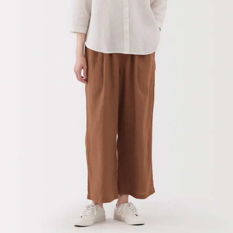 Women's Washed Linen Easy Wide Pants