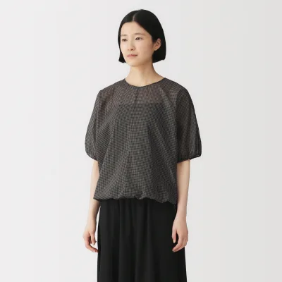 High-Twist Cotton Sheer Blouse