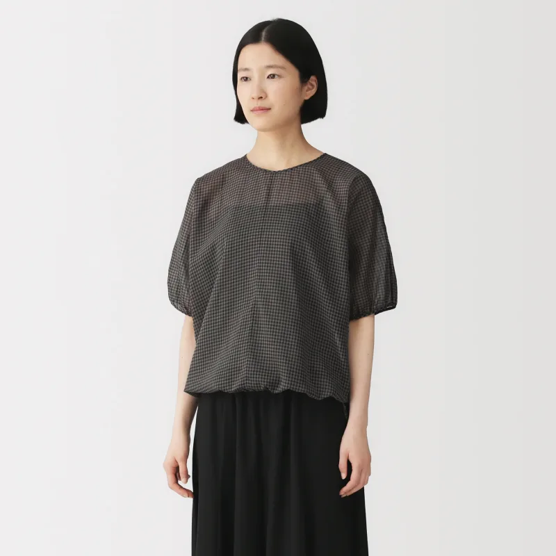 High-Twist Cotton Sheer Blouse