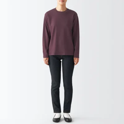 Kaos Lengan Panjang Crew Neck Interlock Wanita