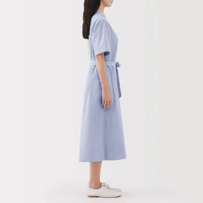 Vestido camisero de algodón orgánico para mujer con tacto fresco y cinturón
