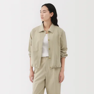 MUJI Women's Airy Seersucker Shirt Jacket with Ventilation Holes