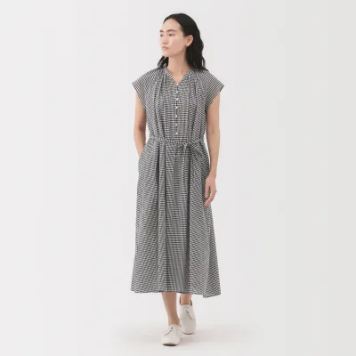 Women's High Twisted Veil French Sleeve Patterned Dress