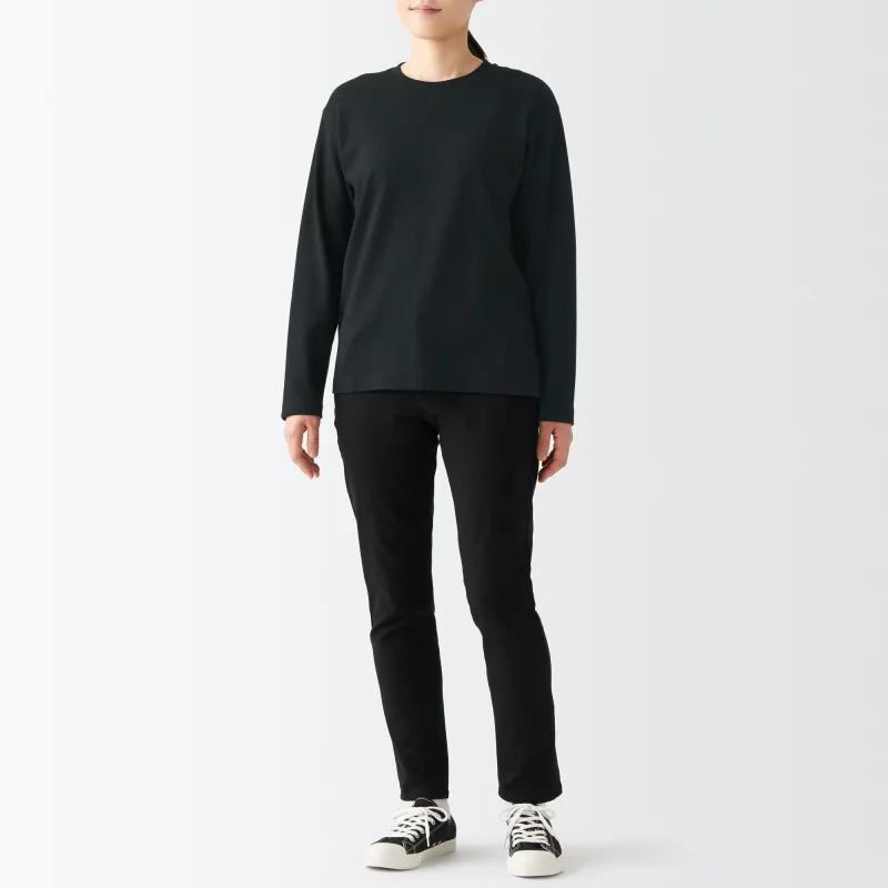 Kaos Lengan Panjang Crew Neck Interlock Wanita