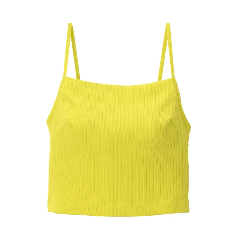 Camisole Rib Stretch Katun Wanita dengan Bra