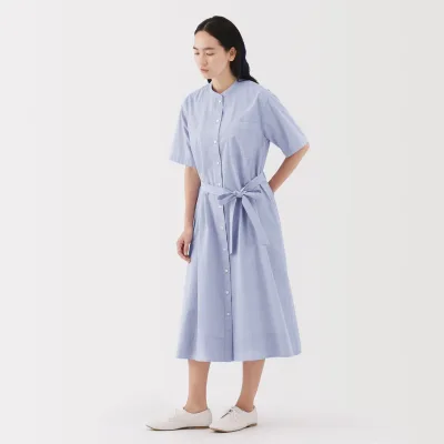 Vestido camisero de algodón orgánico para mujer con tacto fresco y cinturón