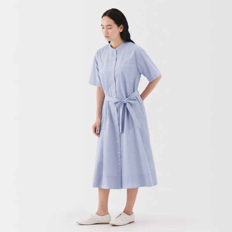 Vestido camisero de algodón orgánico para mujer con tacto fresco y cinturón