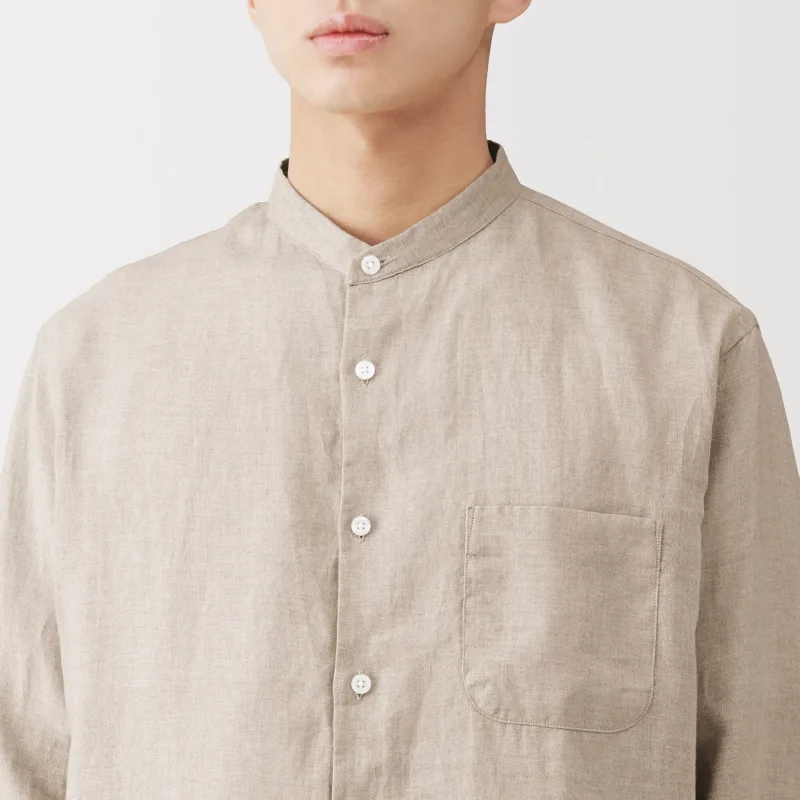 Linen Stand Collar Shirt