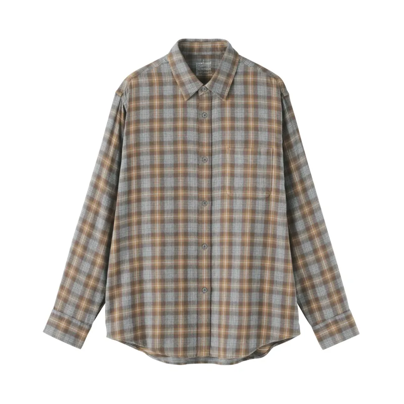 MUJI Herren Gebürstetes Baumwoll-Flanellhemd mit Knopfleiste für Herbst und Winter