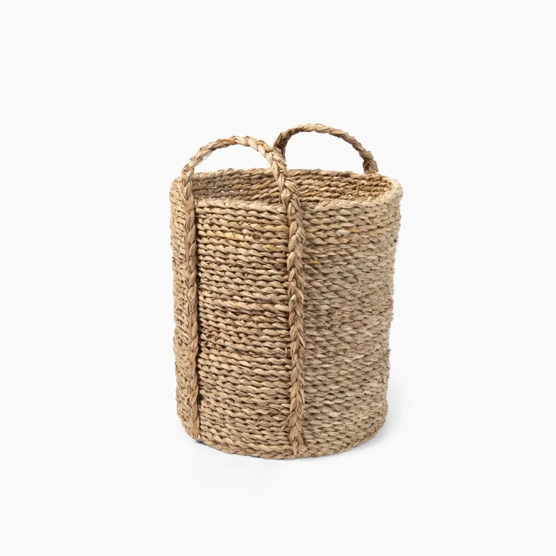 Seagrass Basket with Handle - Round Small (Dia. 9.8 x H14.6")