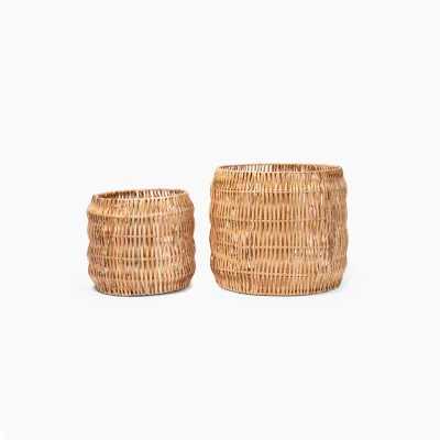 Rattan Wave Basket - Small (Dia. 14 x H12.2")