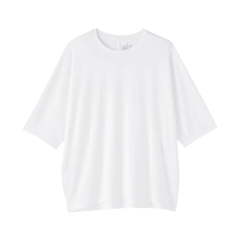 MUJI Women's Lyocell Blend Jersey Half Sleeve Crewneck Pullover