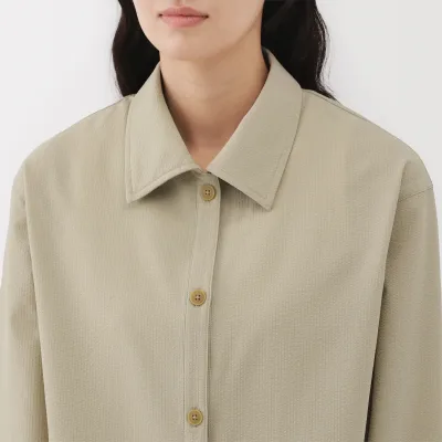 MUJI Women's Airy Seersucker Shirt Jacket with Ventilation Holes