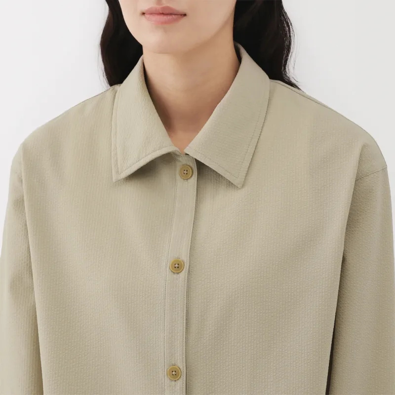MUJI Women's Airy Seersucker Shirt Jacket with Ventilation Holes