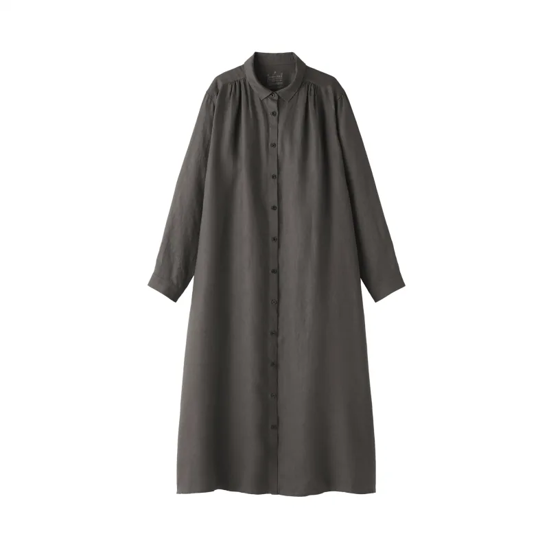 Vestido Camiseiro de Linha Lavada para Senhora