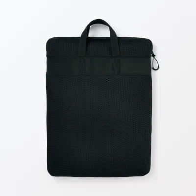 Vertikal polstret laptopveske i polyester – svart