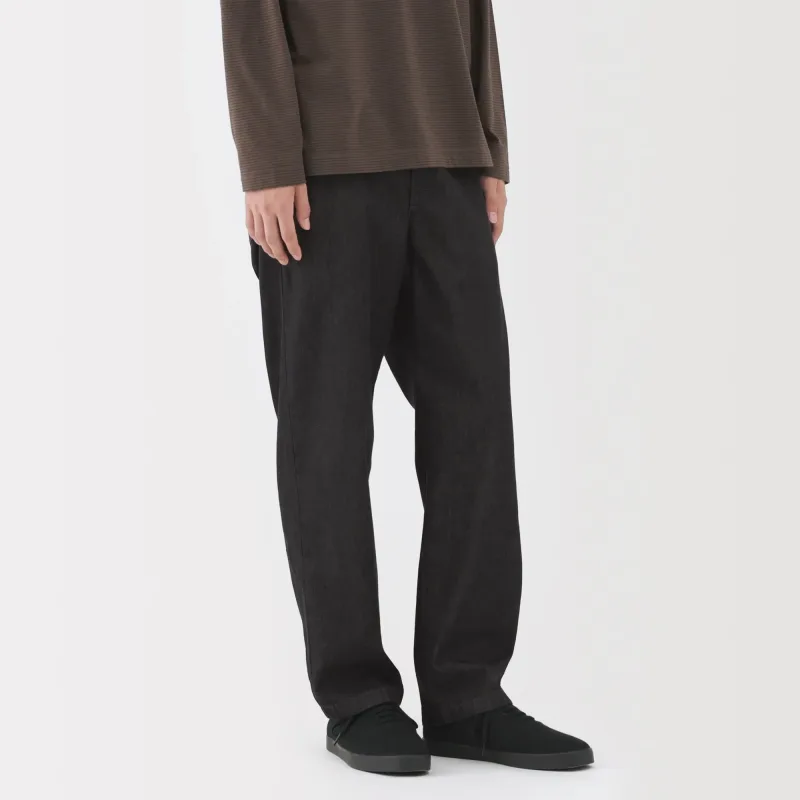 Men's Washed Denim Easy Pants - Black