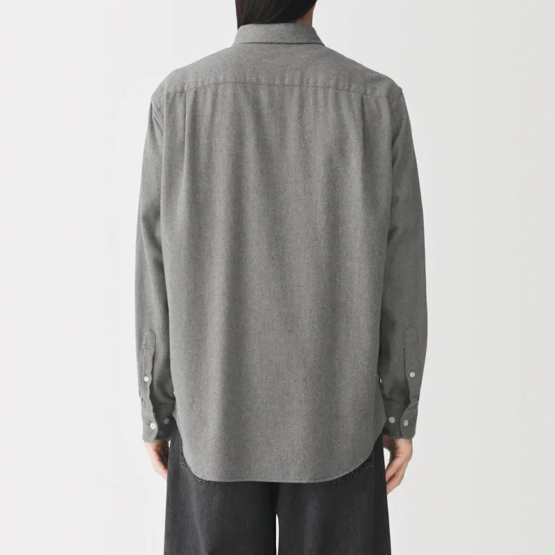 MUJI Herren Gebürstetes Baumwoll-Flanellhemd mit Knopfleiste für Herbst und Winter