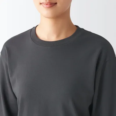 Kaos Lengan Panjang Crew Neck Interlock Wanita