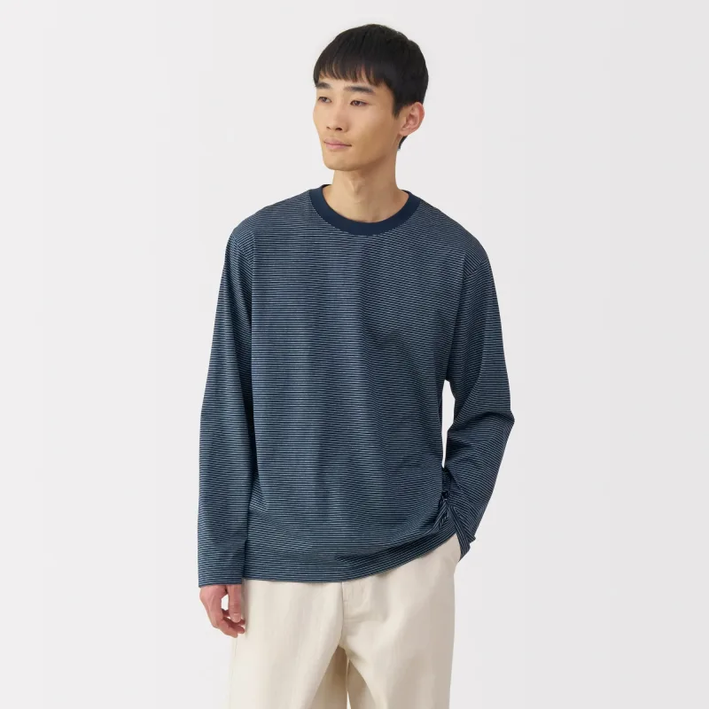 Camiseta de manga corta de punto con rayas para hombre