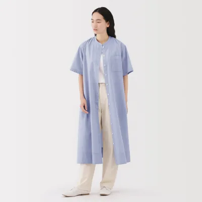 Vestido camisero de algodón orgánico para mujer con tacto fresco y cinturón