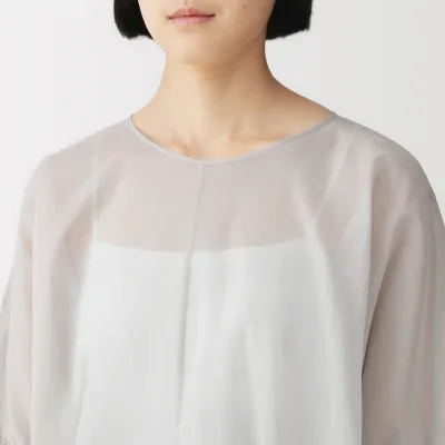 High-Twist Cotton Sheer Blouse