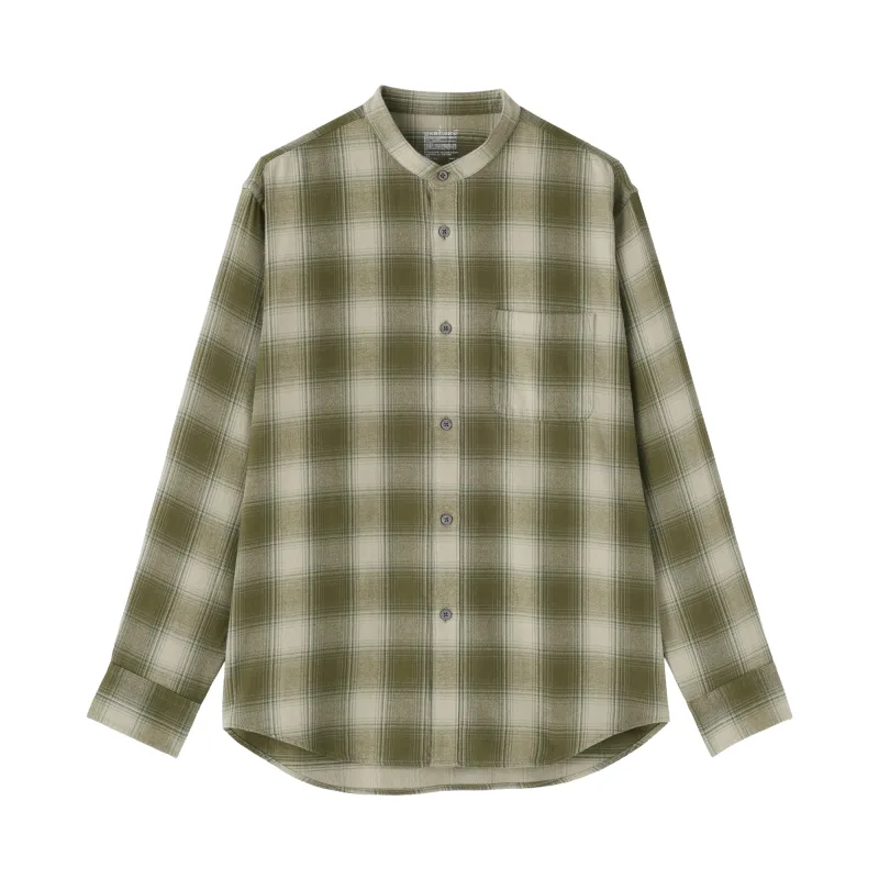 Flannel Stand Collar Shirt