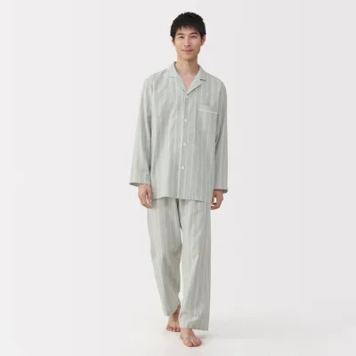 옆선 솔기 없는 이중 거즈 파자마