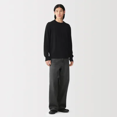 MUJI Men's Washable High-Gauge Wool Crewneck Sweater