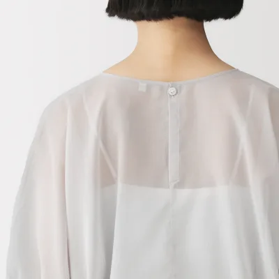 High-Twist Cotton Sheer Blouse
