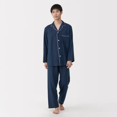 옆선 솔기 없는 이중 거즈 파자마