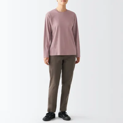 Kaos Lengan Panjang Crew Neck Interlock Wanita