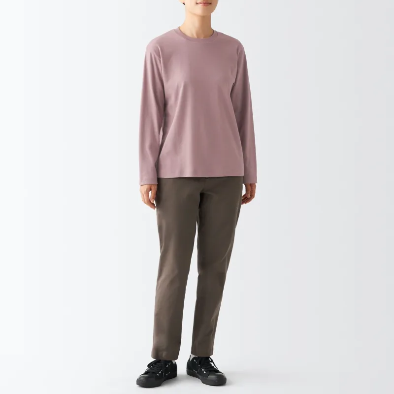 Kaos Lengan Panjang Crew Neck Interlock Wanita