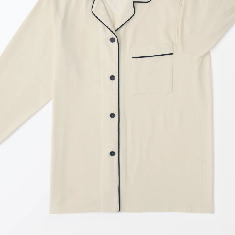 MUJI Women's Organic Cotton Flannel Pajamas with Side Seamless Design