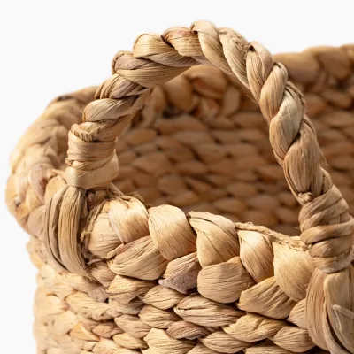 Water Hyacinth Basket with Handles - Round (Dia. 18.1 x H16.5")