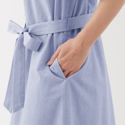 Vestido camisero de algodón orgánico para mujer con tacto fresco y cinturón