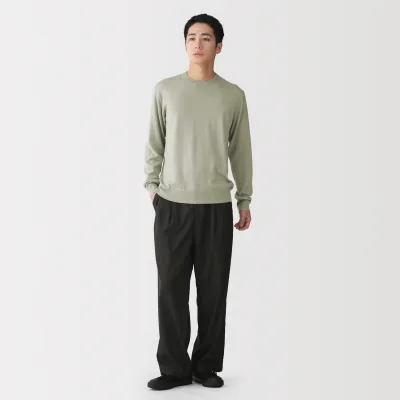 MUJI Men's Washable High-Gauge Wool Crewneck Sweater