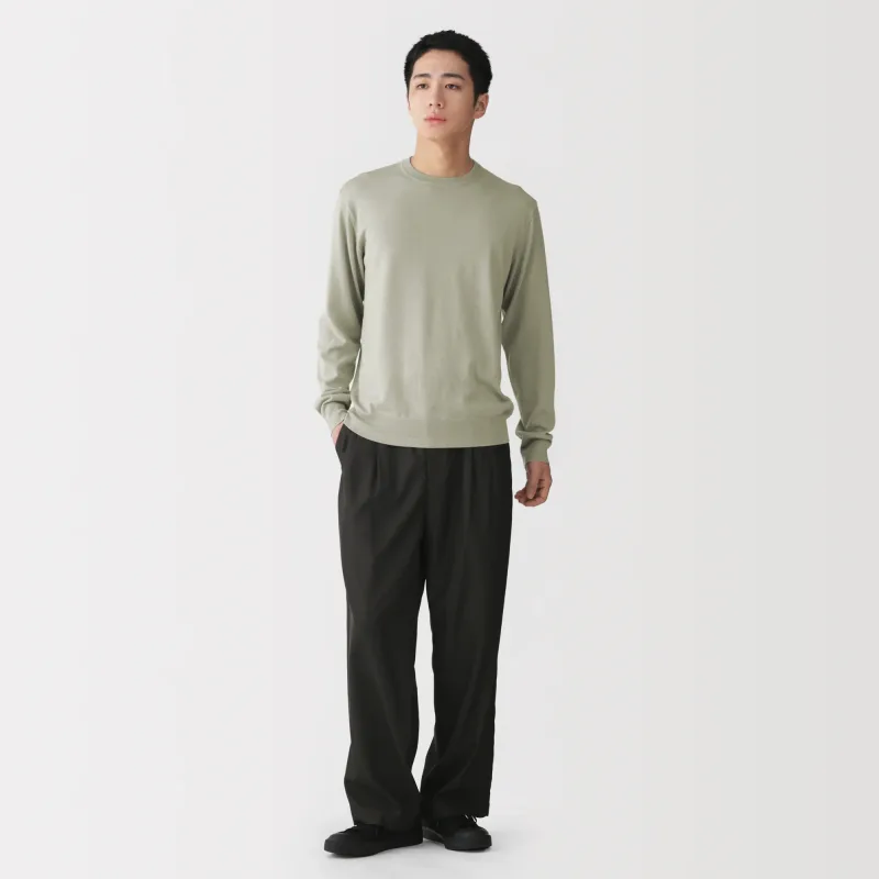 MUJI Men's Washable High-Gauge Wool Crewneck Sweater