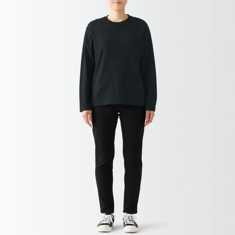 Kaos Lengan Panjang Crew Neck Interlock Wanita
