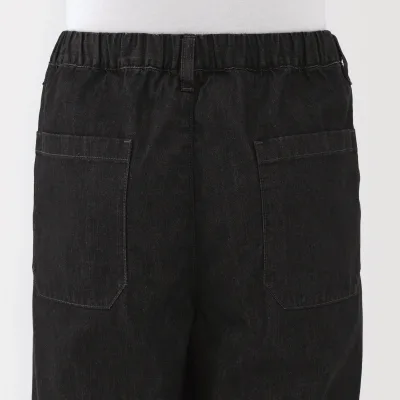 Men's Washed Denim Easy Pants - Black