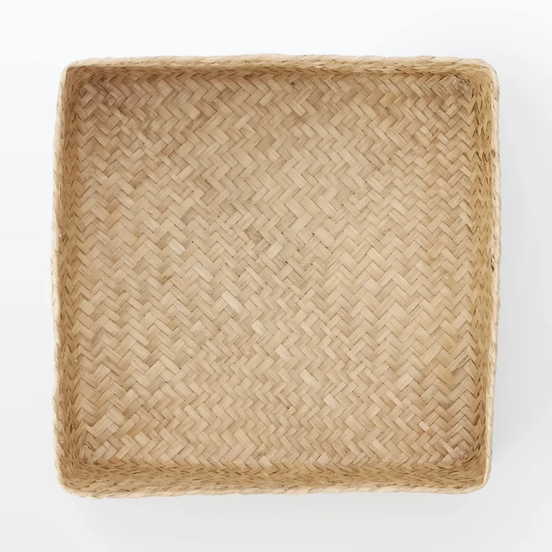 Seagrass Organizer Herringbone Square Basket (W9.8 x D9.8 x H4.7")