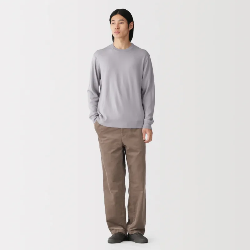 MUJI Men's Washable High-Gauge Wool Crewneck Sweater
