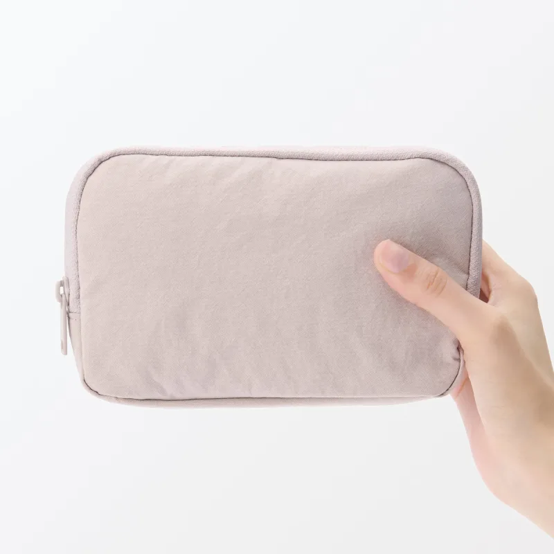 Wrinkled Nylon Wide-Opening Pouch - Large