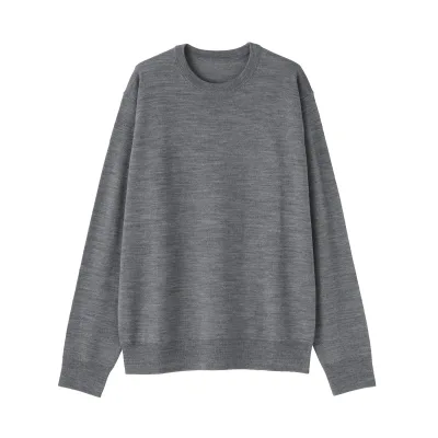 MUJI Men's Washable High-Gauge Wool Crewneck Sweater
