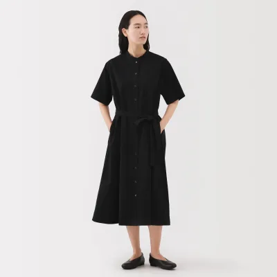 Vestido camisero de algodón orgánico para mujer con tacto fresco y cinturón
