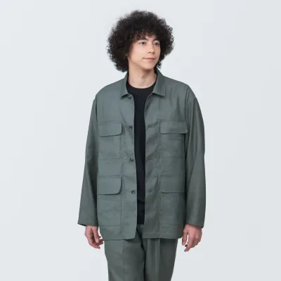 Giacca camicia da uomo in misto canapa